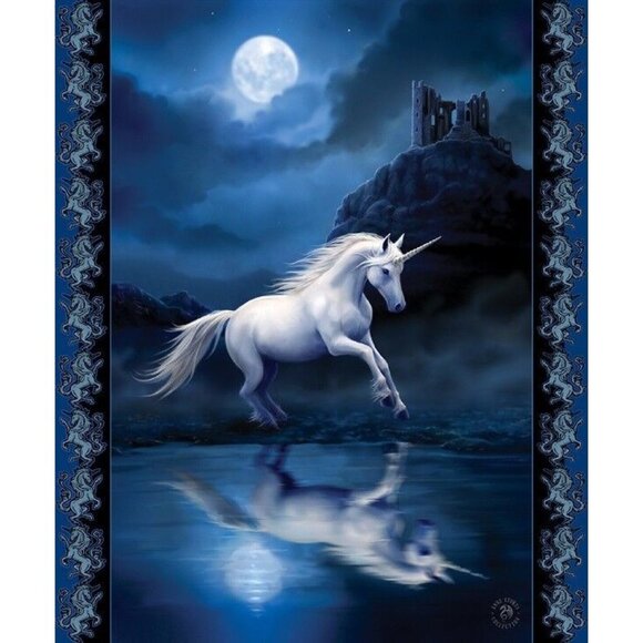 New Anne Stokes Moonlight Unicorn Plush Fleece Throw Gift Blanket Sherpa WARM - Picture 1 of 6